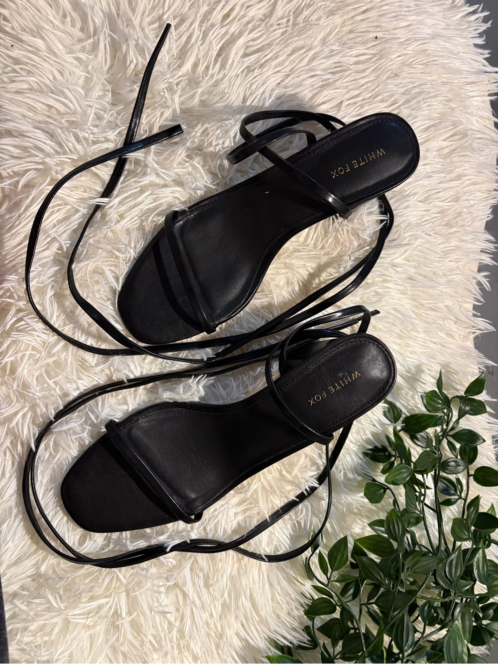 White Fox Boutique Black Lace-Up Square Toe Heels